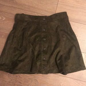 Olive Green Button Skirt